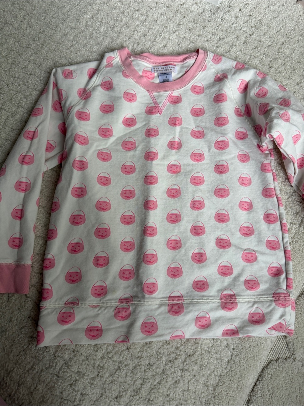 The Beaufort Bonnet Company Pullover with Pink Smiley Pumpkins